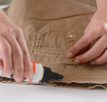 Load image into Gallery viewer, Tear Mender Instant Fabric Adhesive Applied To Belt Loop