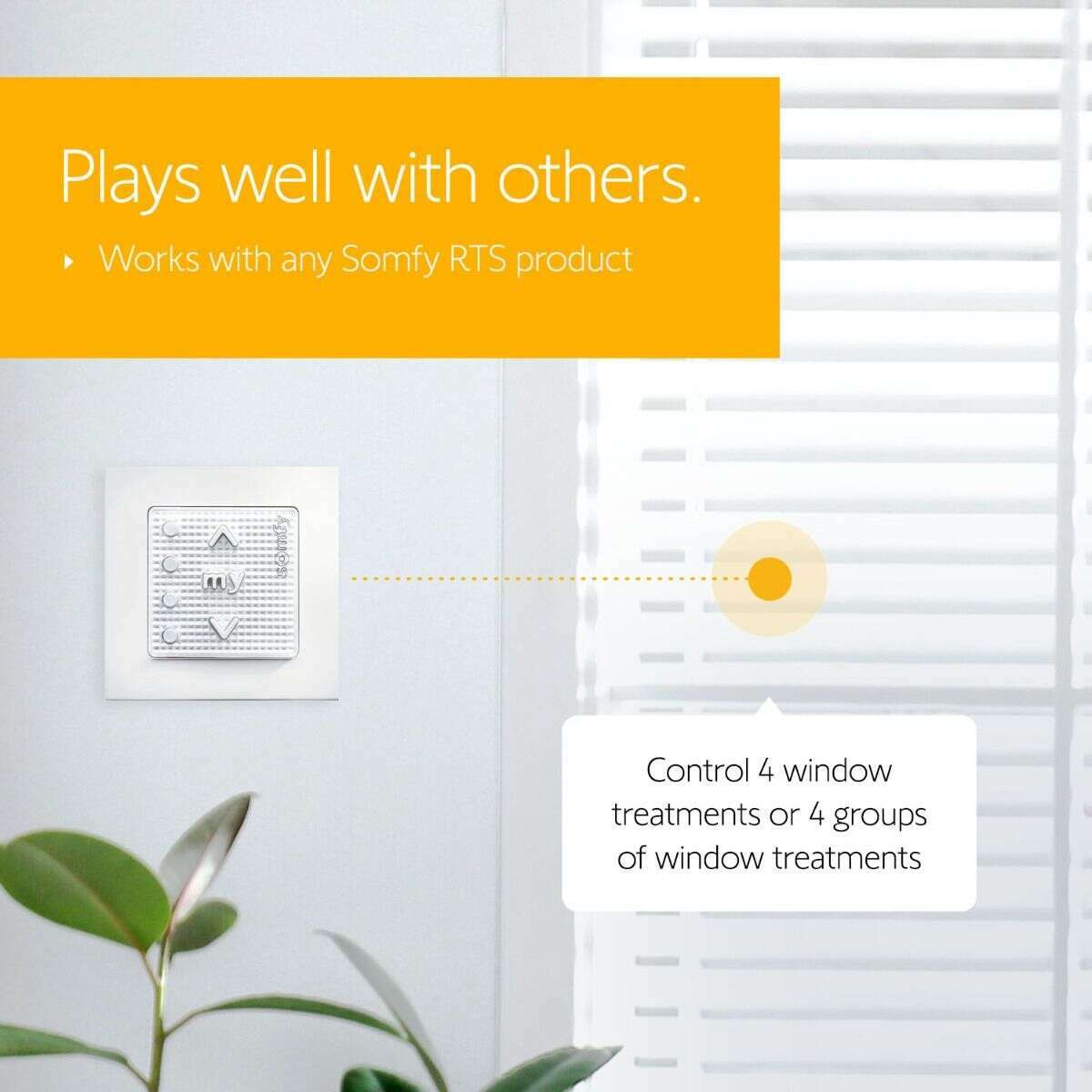 Multi Channel Rts Switch Somfy® Smoove® 4 RTS Multi-Channel Wall Switch - Pure – House of Canvas