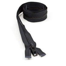 Load image into Gallery viewer, YKK® Vislon® #10 Double Pull Zipper – Black 40”

